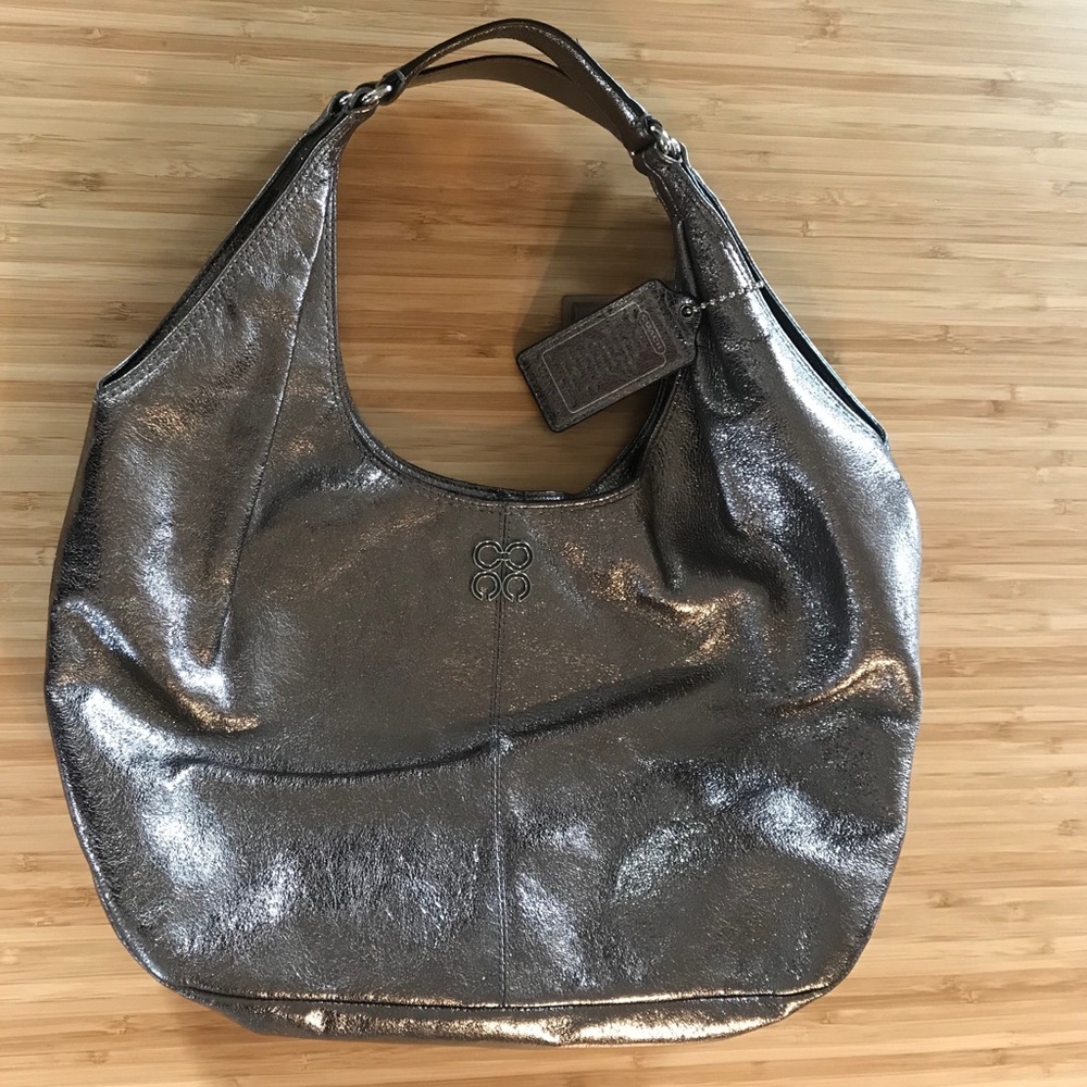 Coach Metallic Silver Hobo Bag